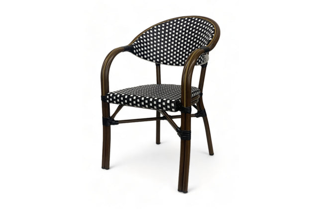 AMKO 606AB Black and White Aluminum Commercial Grade Restaurant Chair