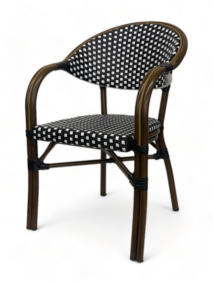 AMKO 606AB Black and White Aluminum Commercial Grade Restaurant Chair