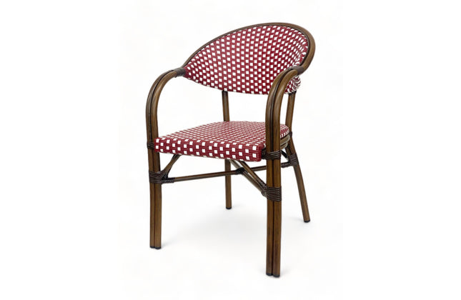 AMKO 606AR Red and White Aluminum Commercial Grade Restaurant Chair