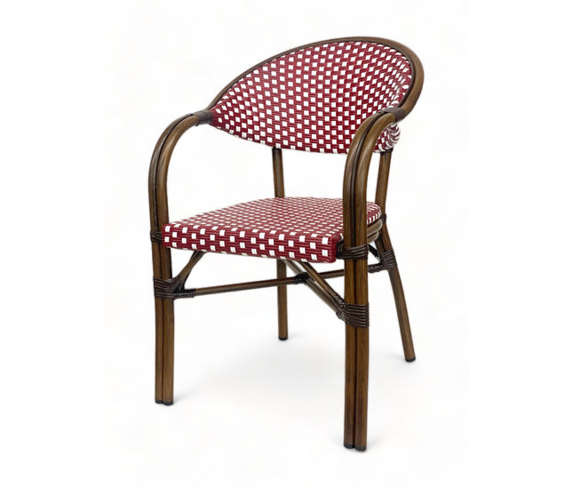 AMKO 606AR Red and White Aluminum Commercial Grade Restaurant Chair