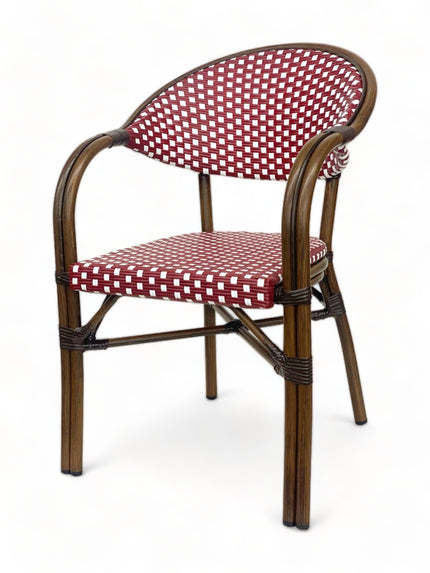 AMKO 606AR Red and White Aluminum Commercial Grade Restaurant Chair