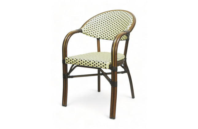 AMKO 606AW Beige and Black Aluminum Commercial Grade Restaurant Chair