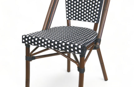 AMKO 608SB Black and White Aluminum Commercial Grade Restaurant Chair