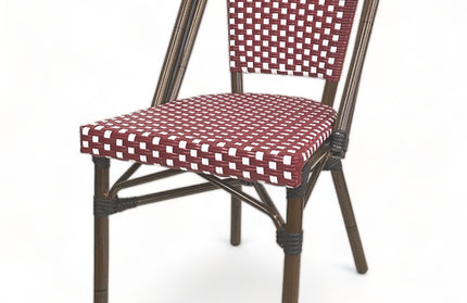 AMKO 608SR Red and White Aluminum Commercial Grade Restaurant Chair