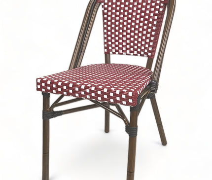 AMKO 608SR Red and White Aluminum Commercial Grade Restaurant Chair