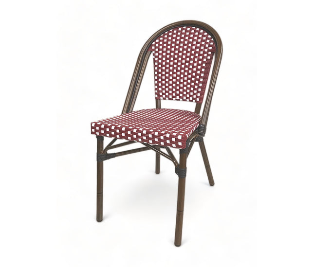 AMKO 608SR Red and White Aluminum Commercial Grade Restaurant Chair