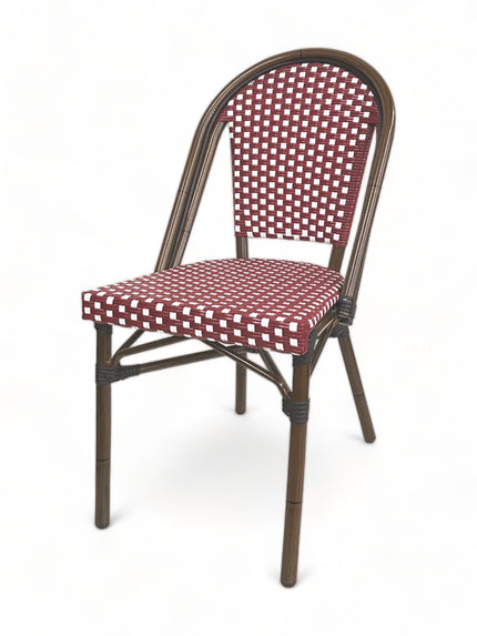 AMKO 608SR Red and White Aluminum Commercial Grade Restaurant Chair