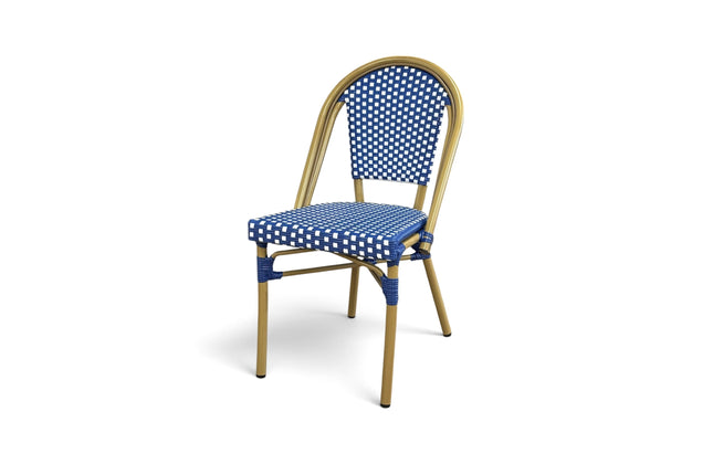 AMKO 608SBL Blue and White Aluminum Commercial Grade Restaurant Chair