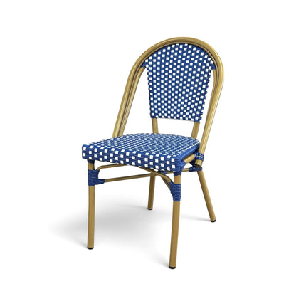 AMKO 608SBL Blue and White Aluminum Commercial Grade Restaurant Chair
