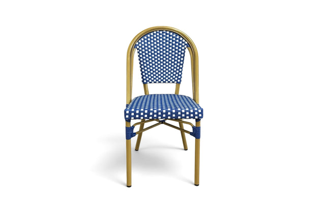 AMKO 608SBL Blue and White Aluminum Commercial Grade Restaurant Chair