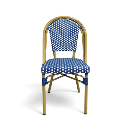 AMKO 608SBL Blue and White Aluminum Commercial Grade Restaurant Chair