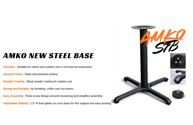 AMKO STB Steel Base STB2222 / STB2230 / STB3030 / STB3636 Commercial Grade Restaurant