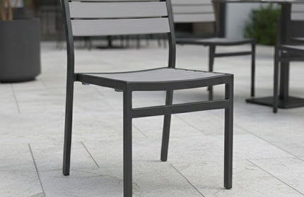 AMKO 538SB Black Gray Aluminum Commercial Grade Restaurant Chair