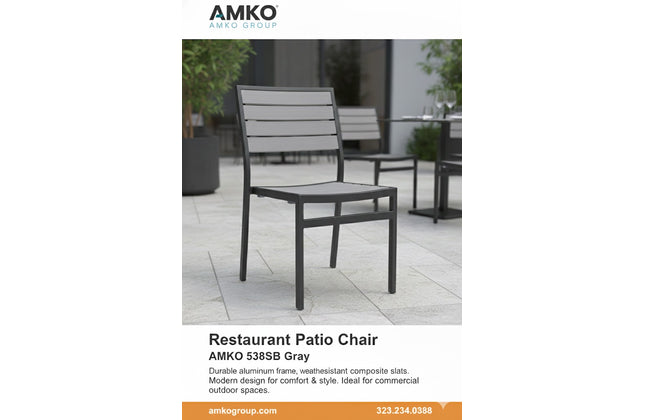 AMKO 538SB Black Gray Aluminum Commercial Grade Restaurant Chair