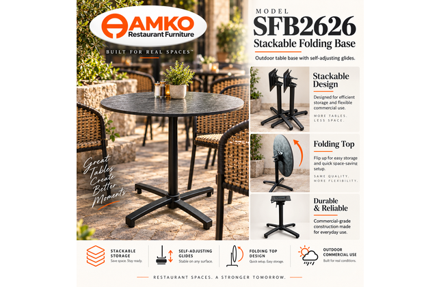 AMKO Model SFB2626 – Stackable Outdoor Folding Table Base