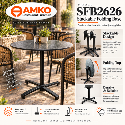 AMKO Model SFB2626 – Stackable Outdoor Folding Table Base