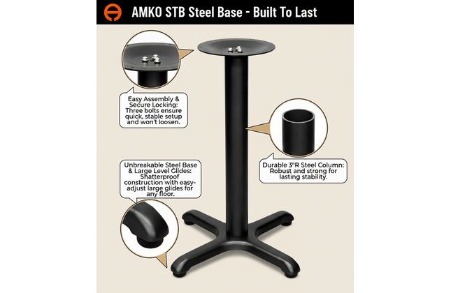 AMKO STB Steel Base STB2222 / STB2230 / STB3030 / STB3636 Commercial Grade Restaurant