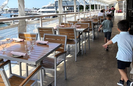 AMKO 528AT Silver Teak Aluminum Commercial Grade Restaurant Chair