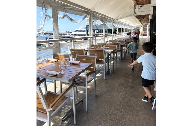 AMKO 528AT Silver Teak Aluminum Commercial Grade Restaurant Chair