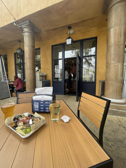 AMKO 543SB Teak Aluminum Commercial Grade Restaurant Chair