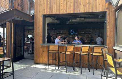 AMKO 2543BT Black Teak Aluminum Commercial Grade Restaurant Barstool