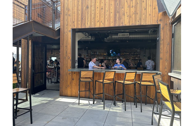 AMKO 2543BT Black Teak Aluminum Commercial Grade Restaurant Barstool