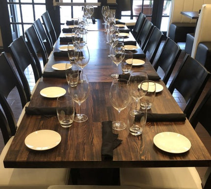 AMKO T64 Ashwood Carbonized Medium Dark Butcher Block Restaurant Table Top