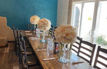 AMKO T64 Ashwood Carbonized Medium Dark Butcher Block Restaurant Table Top