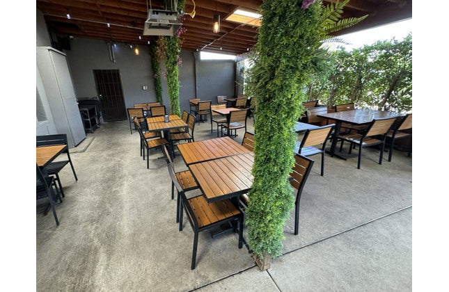 AMKO 529SB Teak Aluminum Commercial Grade Restaurant Chair