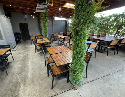 AMKO 529SB Teak Aluminum Commercial Grade Restaurant Chair