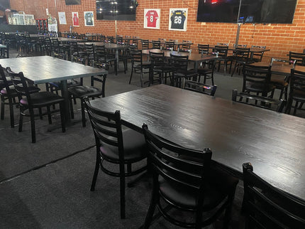 AMKO T64 Ashwood Carbonized Dark Butcher Block Restaurant Table Top