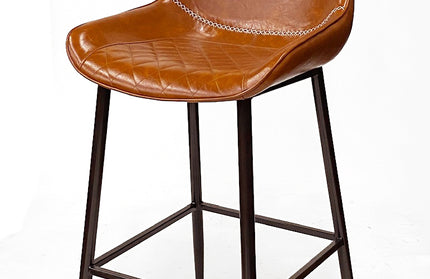 AMKO M5931BS Pumpkin Metal Frame Full Upholstered Seat Restaurant Barstool