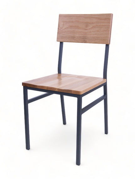 AMKO M658 Dark Gray Metal Commercial Grade Restaurant Chair - Natural