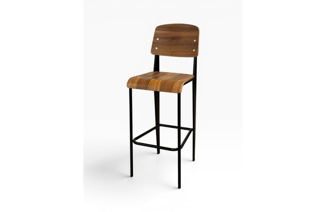 AMKO M7770BS HPL Black Walnut Metal Commercial Grade Restaurant Barstool