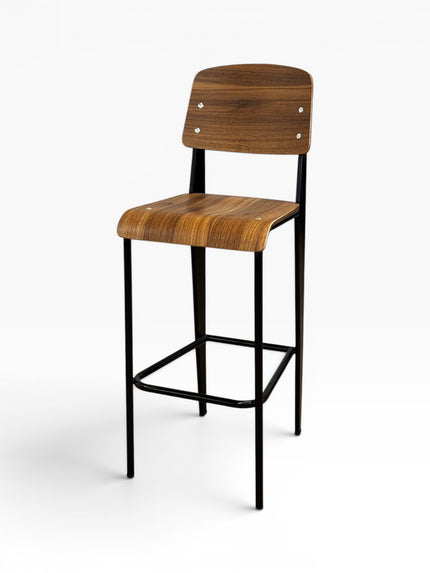 AMKO M7770BS HPL Black Walnut Metal Commercial Grade Restaurant Barstool