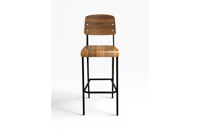 AMKO M7770BS HPL Black Walnut Metal Commercial Grade Restaurant Barstool