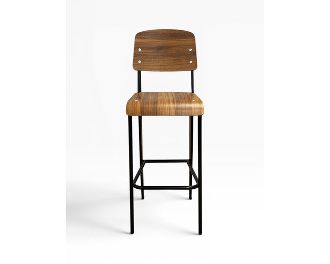 AMKO M7770BS HPL Black Walnut Metal Commercial Grade Restaurant Barstool