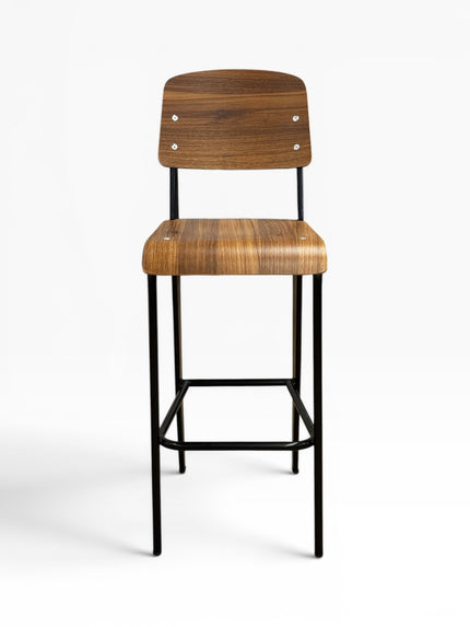 AMKO M7770BS HPL Black Walnut Metal Commercial Grade Restaurant Barstool