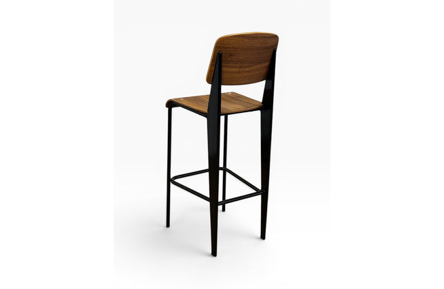 AMKO M7770BS HPL Black Walnut Metal Commercial Grade Restaurant Barstool