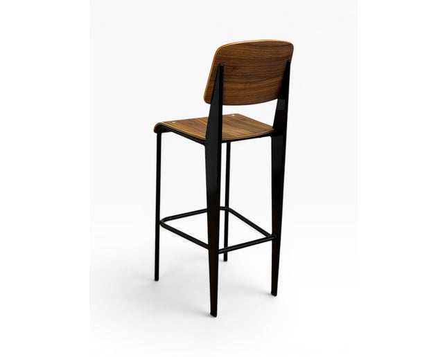 AMKO M7770BS HPL Black Walnut Metal Commercial Grade Restaurant Barstool