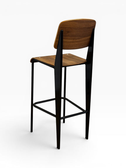 AMKO M7770BS HPL Black Walnut Metal Commercial Grade Restaurant Barstool