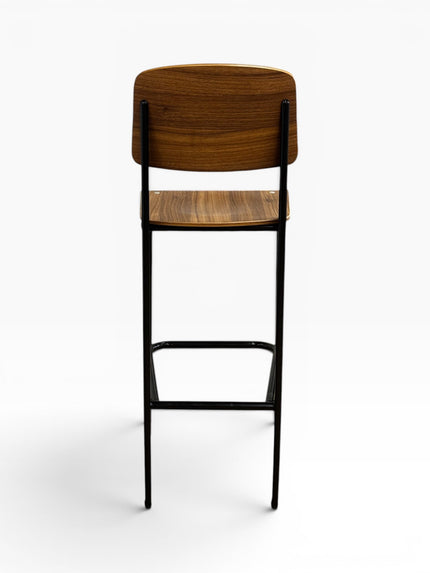 AMKO M7770BS HPL Black Walnut Metal Commercial Grade Restaurant Barstool