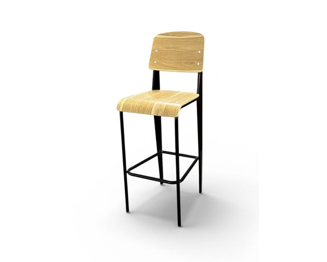 AMKO M7770BS HPL Oak Metal Commercial Grade Restaurant Barstool