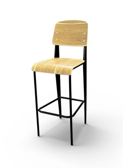 AMKO M7770BS HPL Oak Metal Commercial Grade Restaurant Barstool