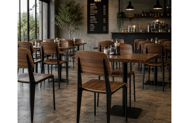 AMKO M7770 HPL Black Walnut Metal Commercial Grade Restaurant Chair