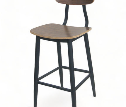 AMKO M7775BS Black Walnut Metal Commercial Grade Restaurant Barstool