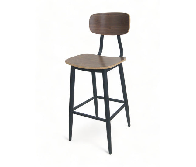 AMKO M7775BS Black Walnut Metal Commercial Grade Restaurant Barstool