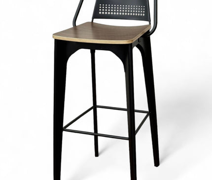 AMKO M7780BS Black Metal Commercial Grade Restaurant Barstool