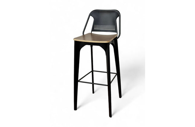 AMKO M7780BS Black Metal Commercial Grade Restaurant Barstool