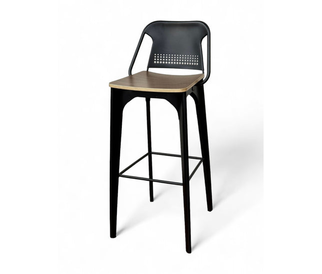 AMKO M7780BS Black Metal Commercial Grade Restaurant Barstool